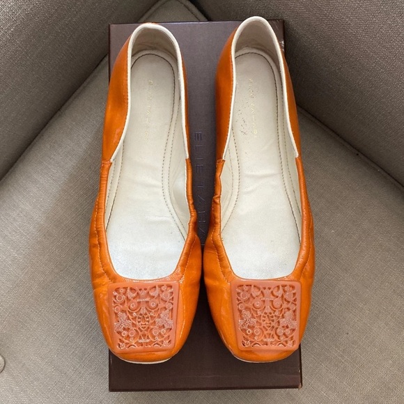 Orange Leather Women's Flats - Picture 1 of 4